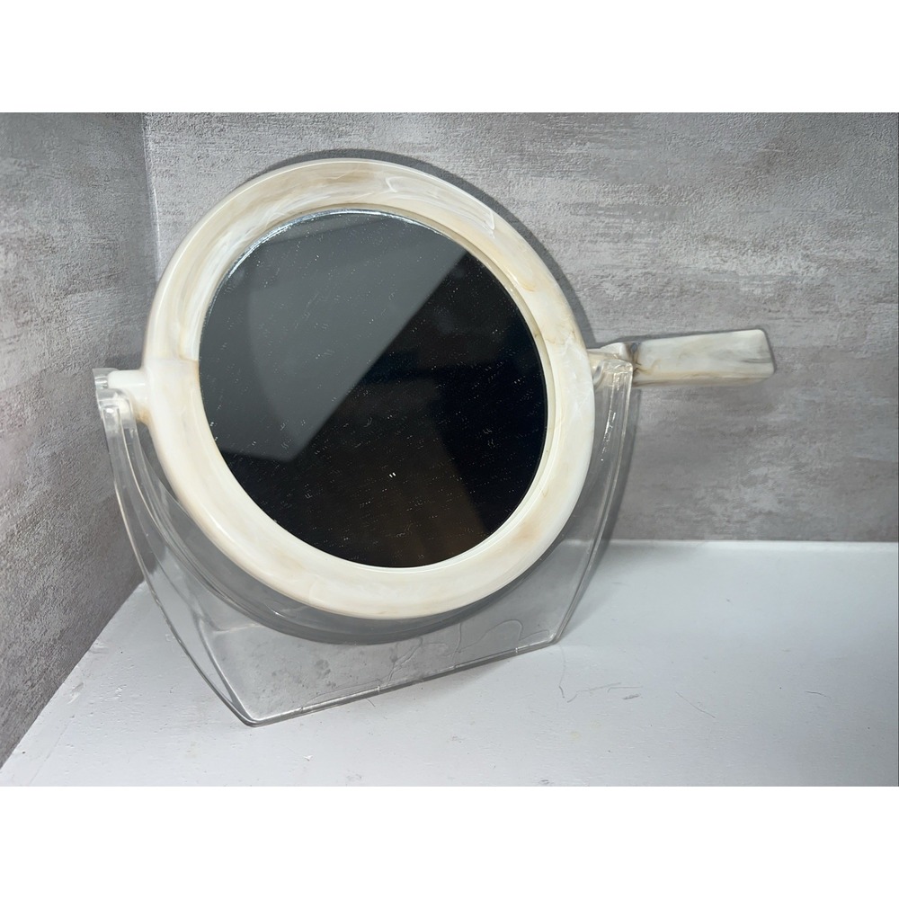 VTG Londonware Faux Marble Bathroom Mirror Beige Tan Double Sided Plastic